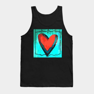 Artful Heart Turquoise & Red Tank Top